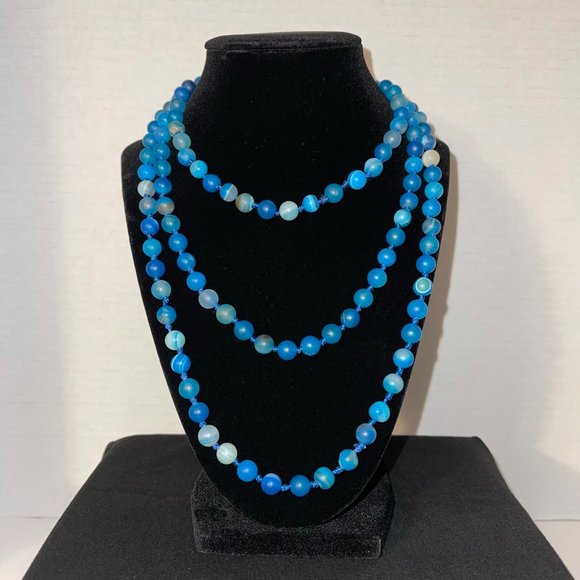 Opaque Bead Necklace - Blue - Picture 1 of 7